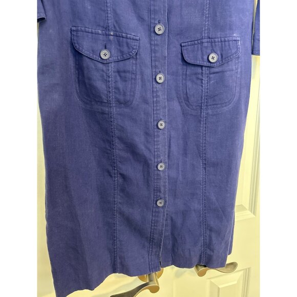 Boden Women's Linen Button Down Long Collared Shirt Dress w/ Front Pockets Size - Picture 4 of 11